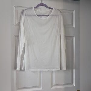 Elegant White Sheer Long Sleeve Top